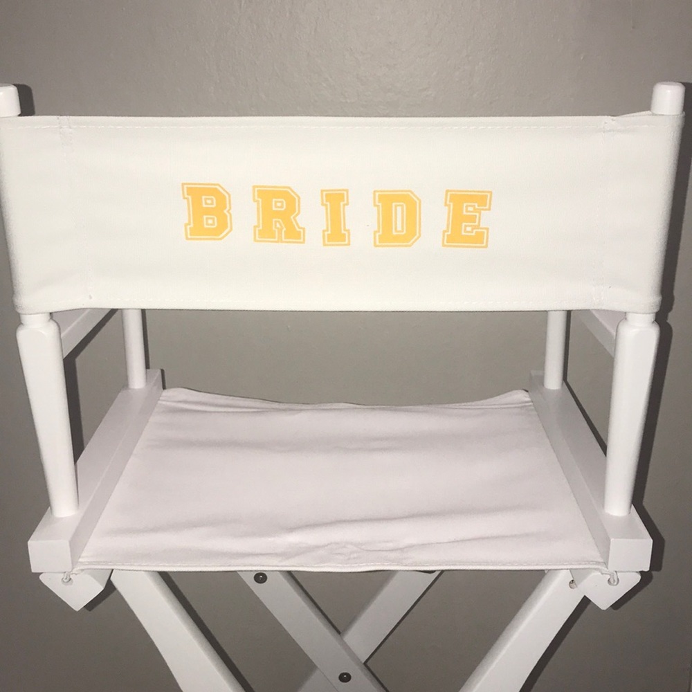 30” Directors Makeup bridal chair white bar hight